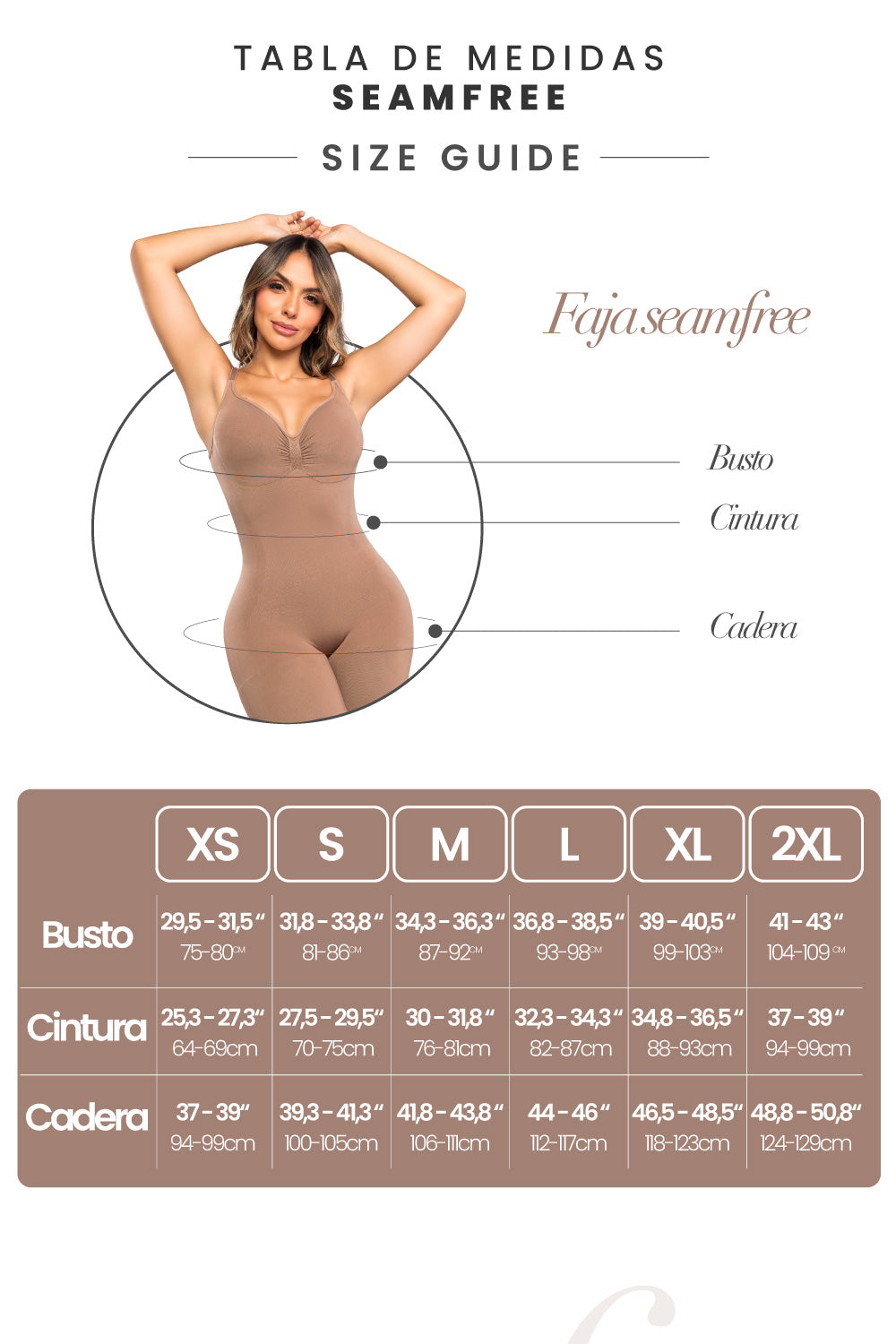 Body Faja Invisible SMI7153 COCOA Espalda alta, curvas redefinidas
